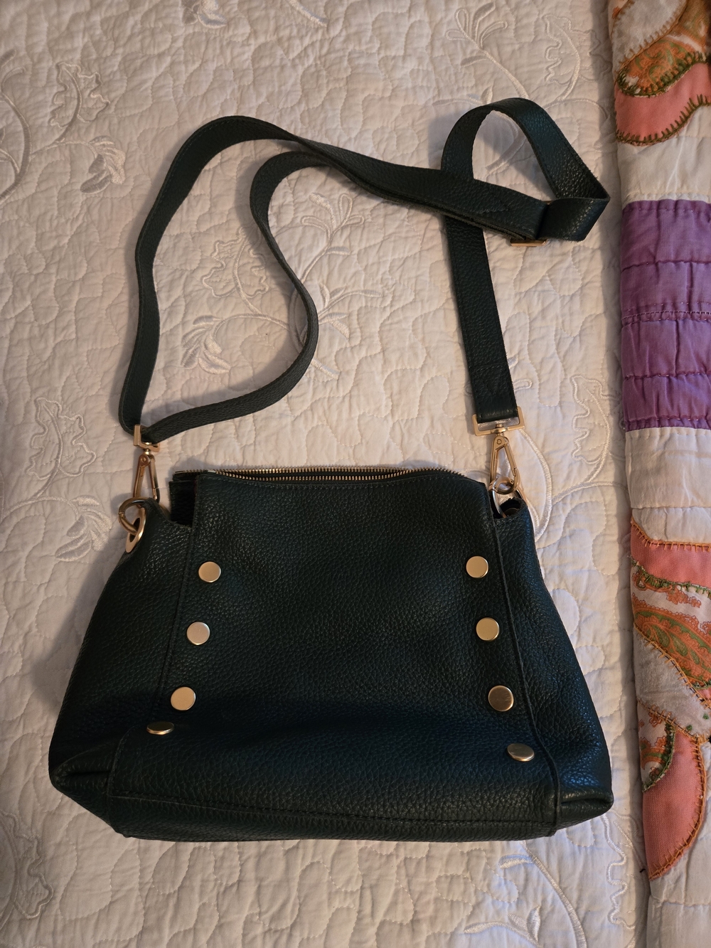 Hammitt Forest Green Leather Purse with Gold Accents